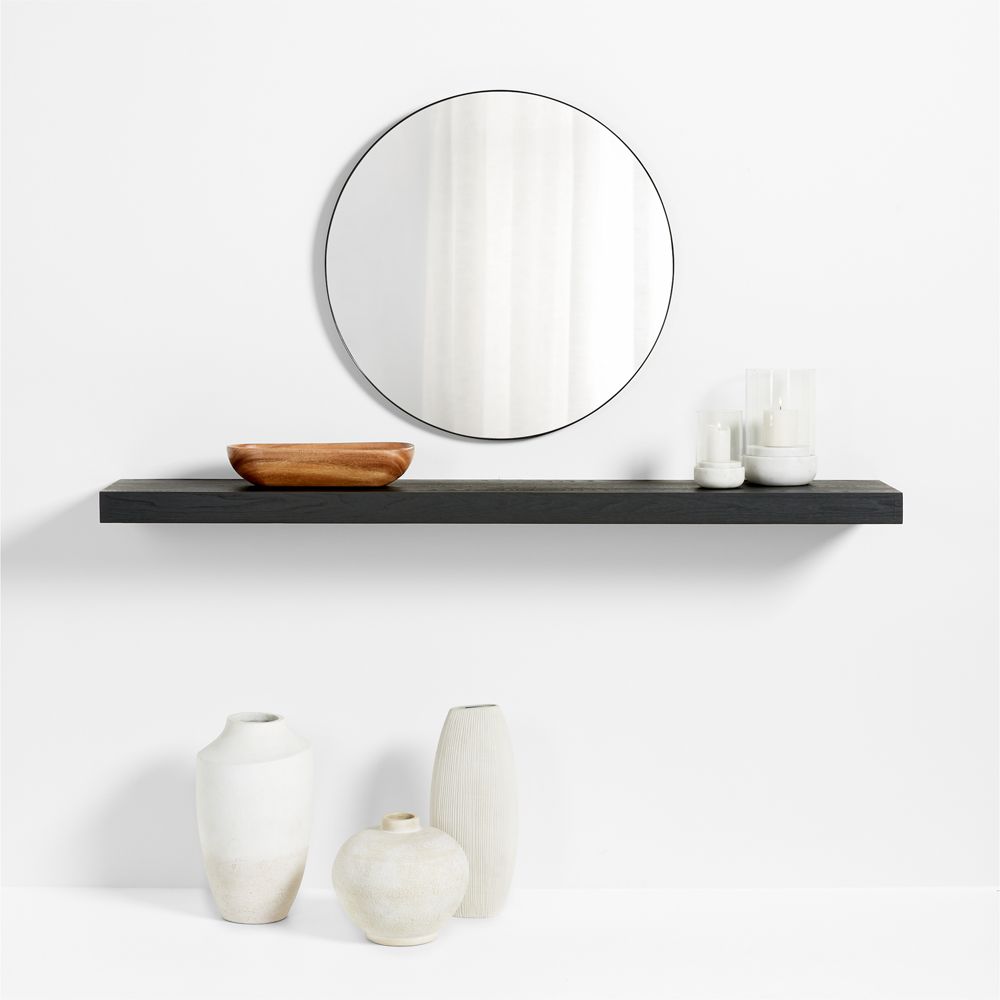 Black Elm Wood Floating Shelf 66"