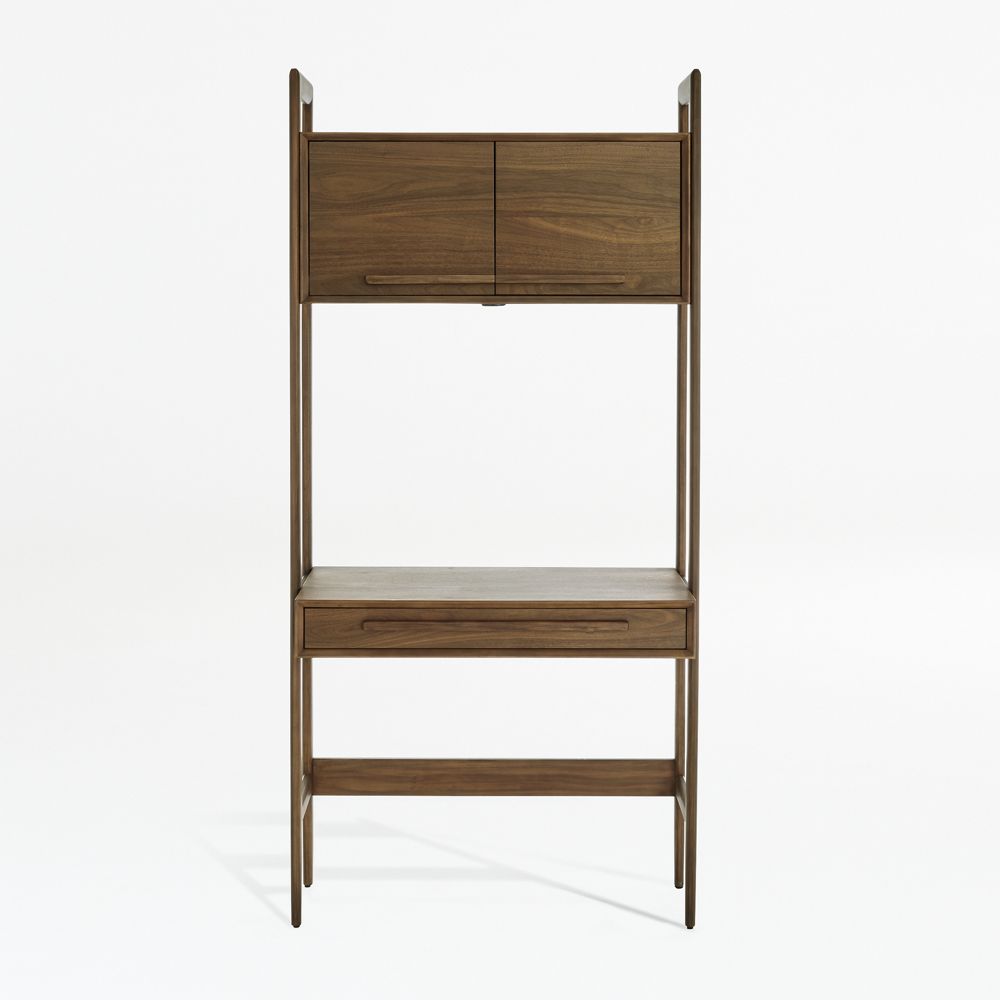 Tate Walnut Bookcase Desk with Outlet