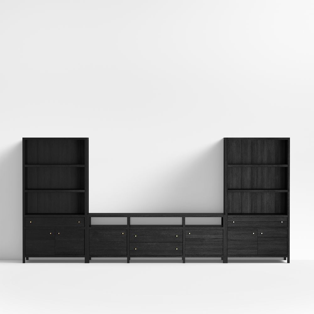 Keane Black Wood Storage Media Console Set (152"- 166")