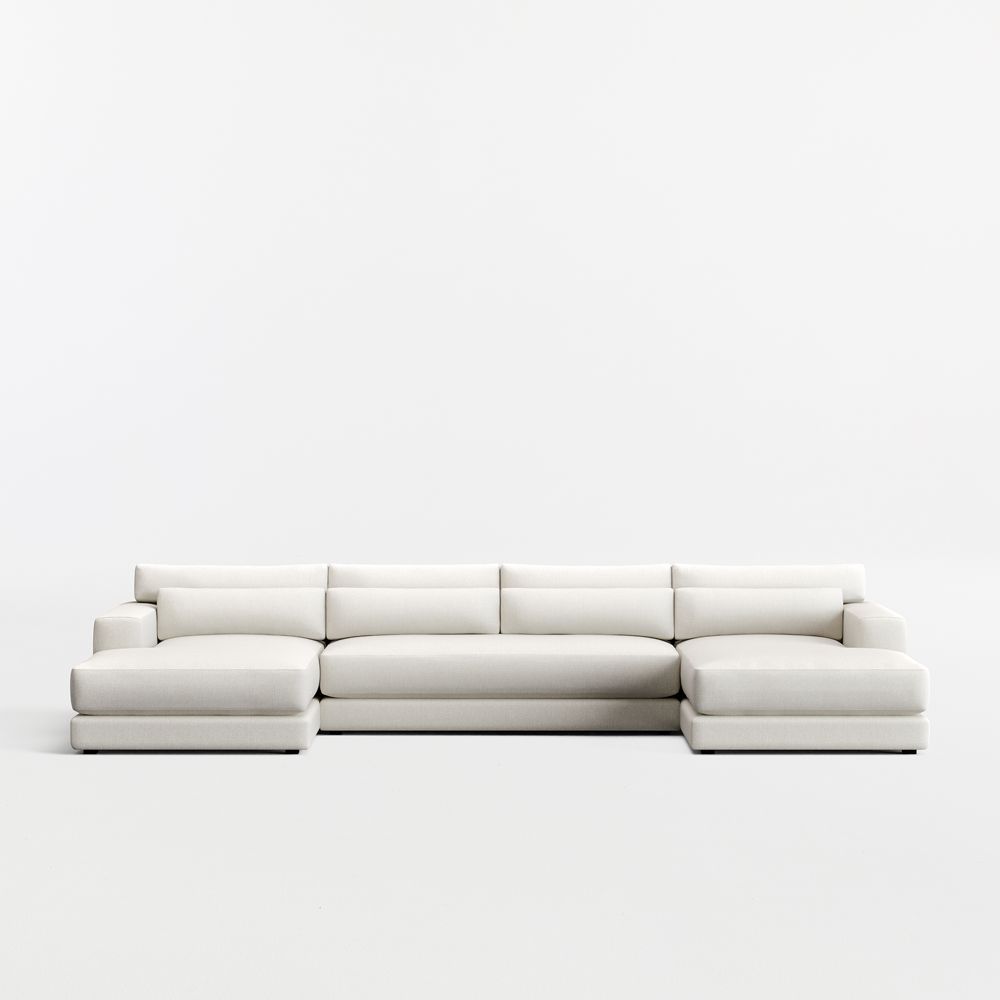 Retreat 3-Piece U-Shaped Bench Sectional Sofa with Double Chaise Lounge