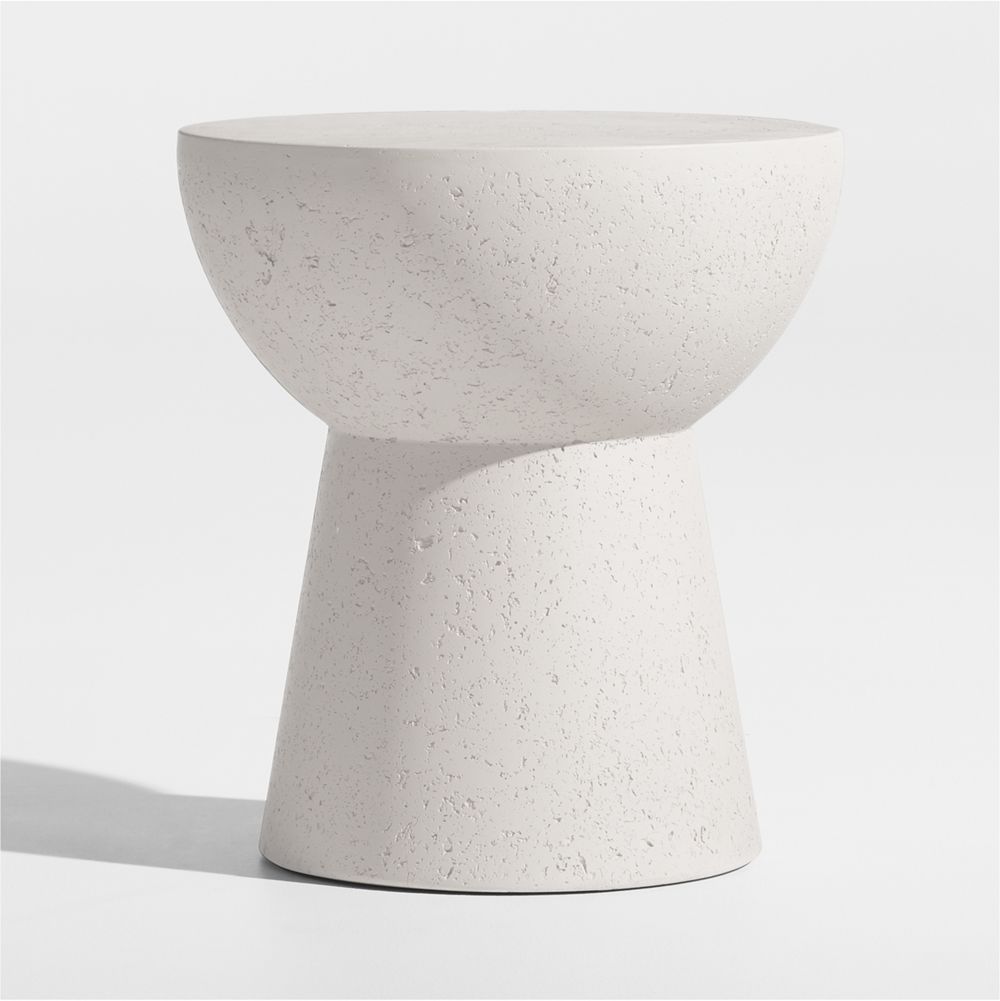 Marfa White Concrete 18" Outdoor Side Table
