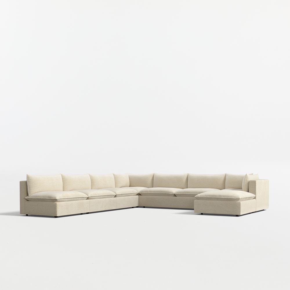 Lotus Deep Modular 6-Piece L-Shaped Sectional Sofa with Ottoman