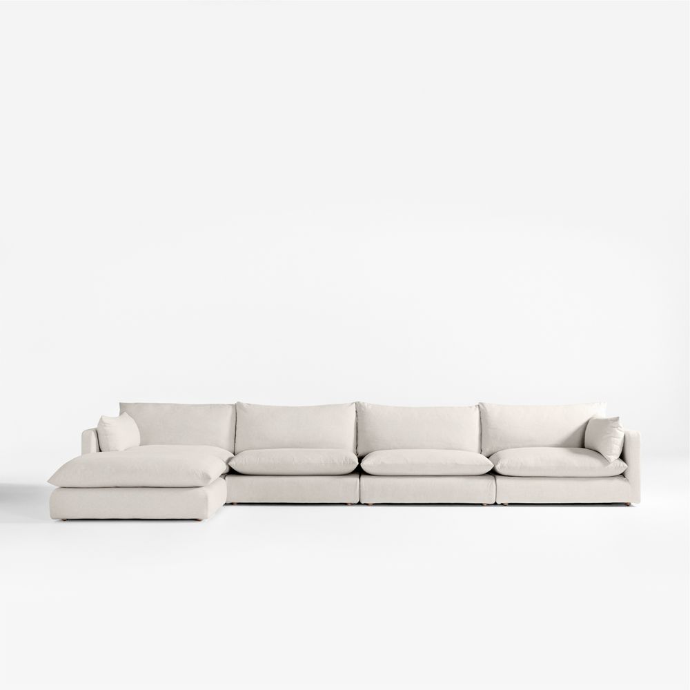 Unwind Modular 5-Piece Slipcovered Reversible Sectional Sofa with Ottoman