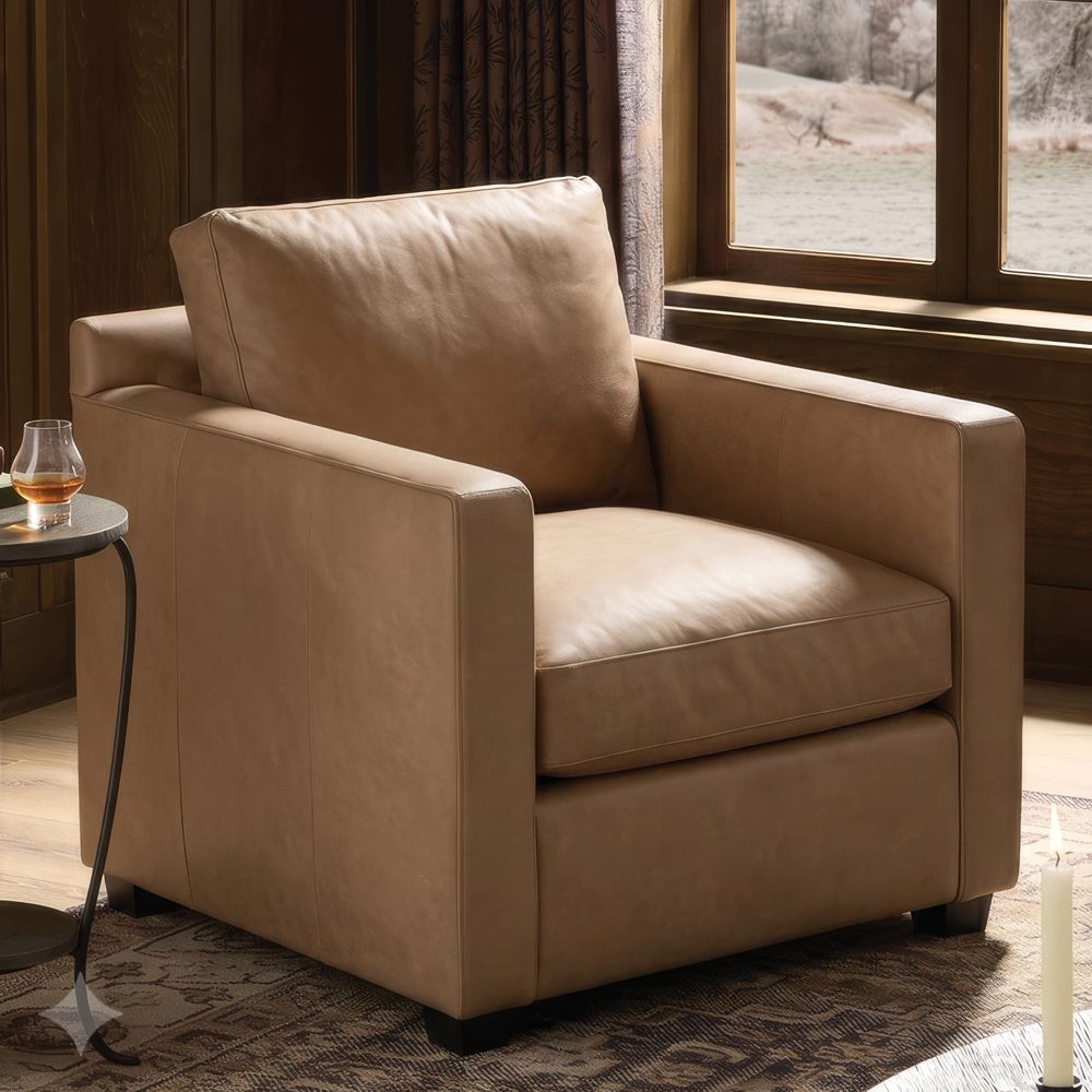 Barrett II 35.5" Leather Track Arm Chair