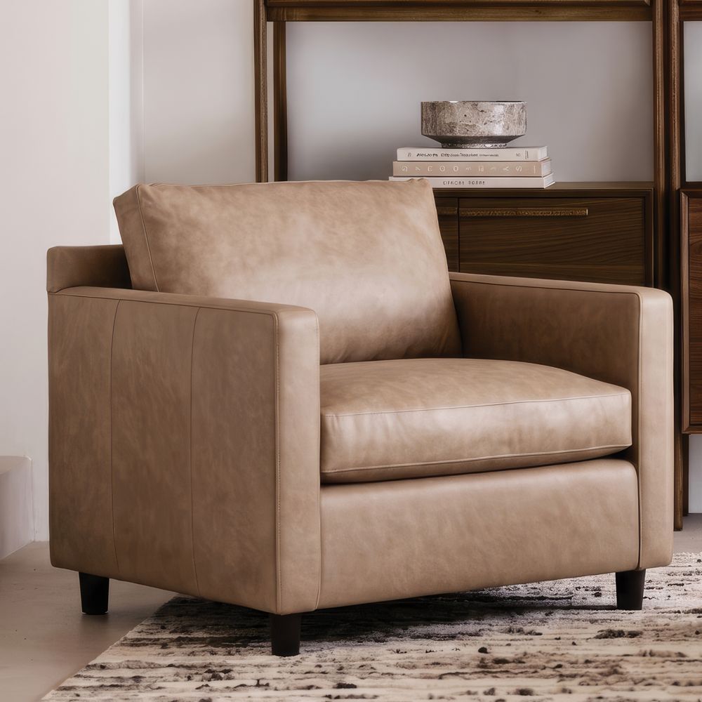 Barrett II 43.5" Leather Track Arm Chair and a Half