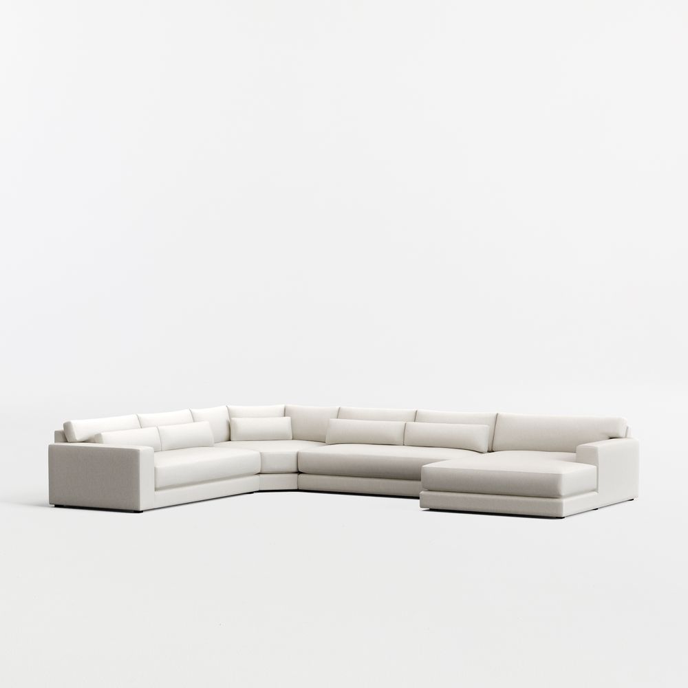 Retreat 4-Piece L-Shaped Wedge Bench Sectional Sofa with Extra Wide Chaise Lounge