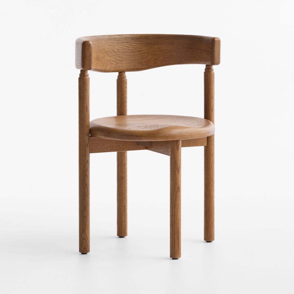 Virage Warm Brown Oak Wood Curved Dining Chair