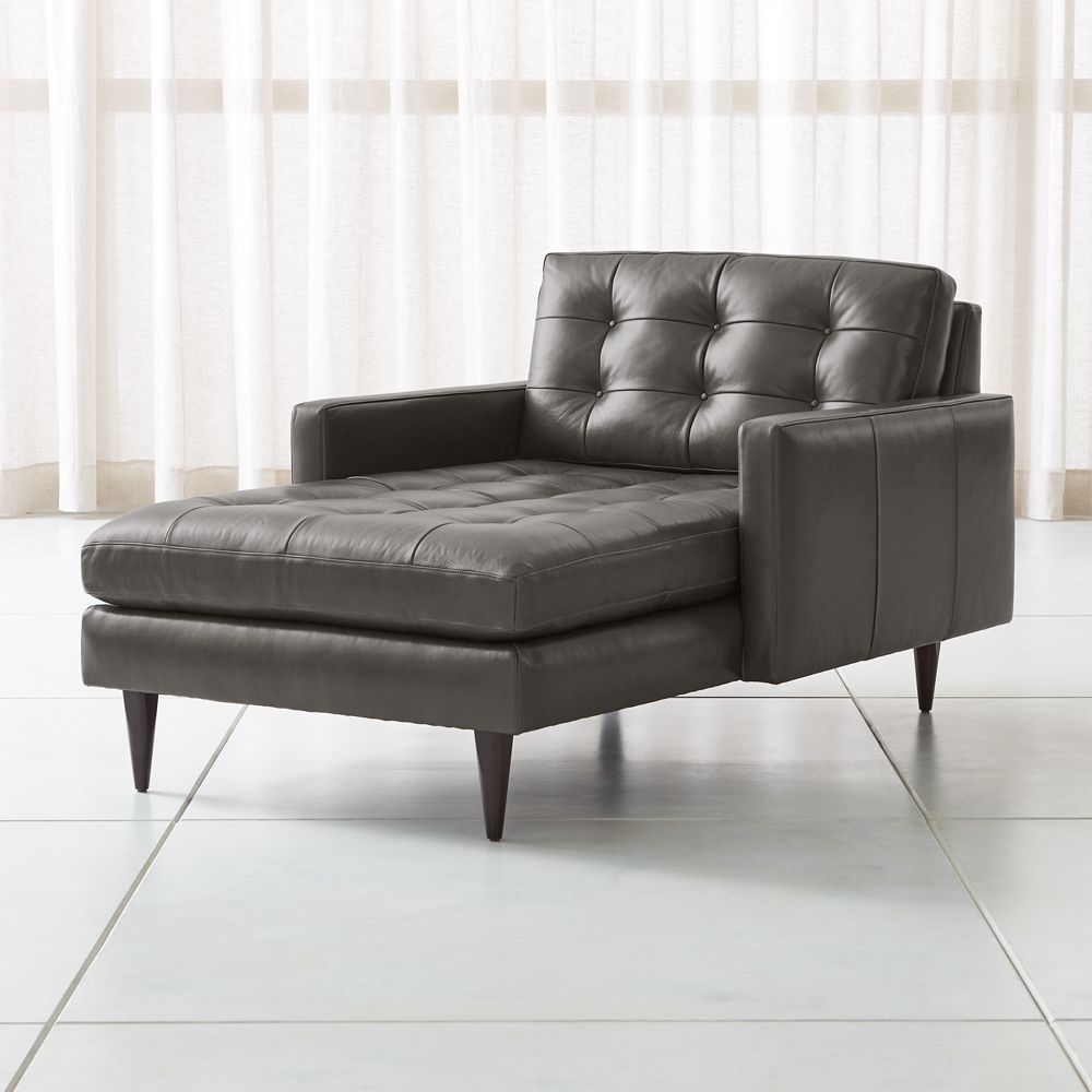 Petrie 42" Leather Midcentury Chaise Lounge