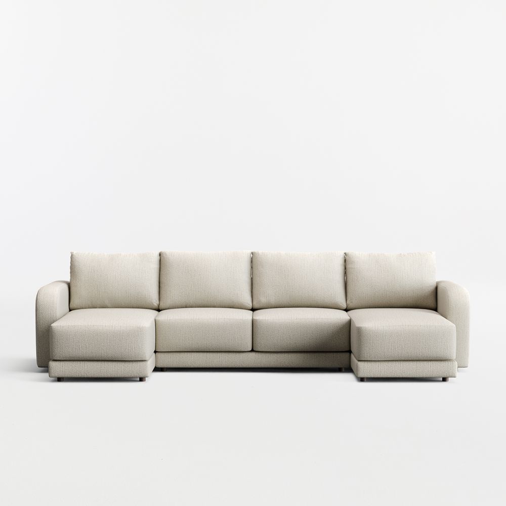 Gather 3-Piece U-Shaped Curved Arm Sectional Sofa with Double Chaise Lounge
