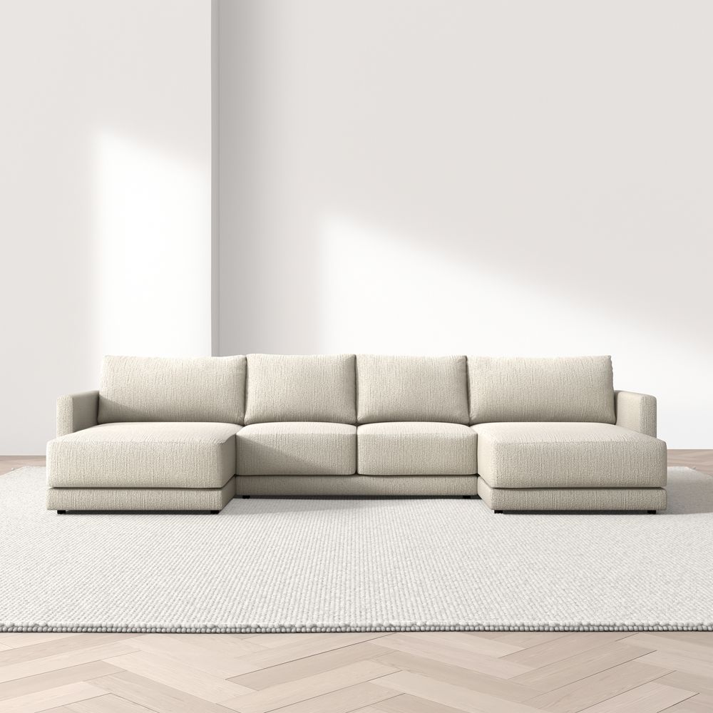 Gather 3-Piece U-Shaped Sectional Sofa with Double Extra Wide Chaise Lounge