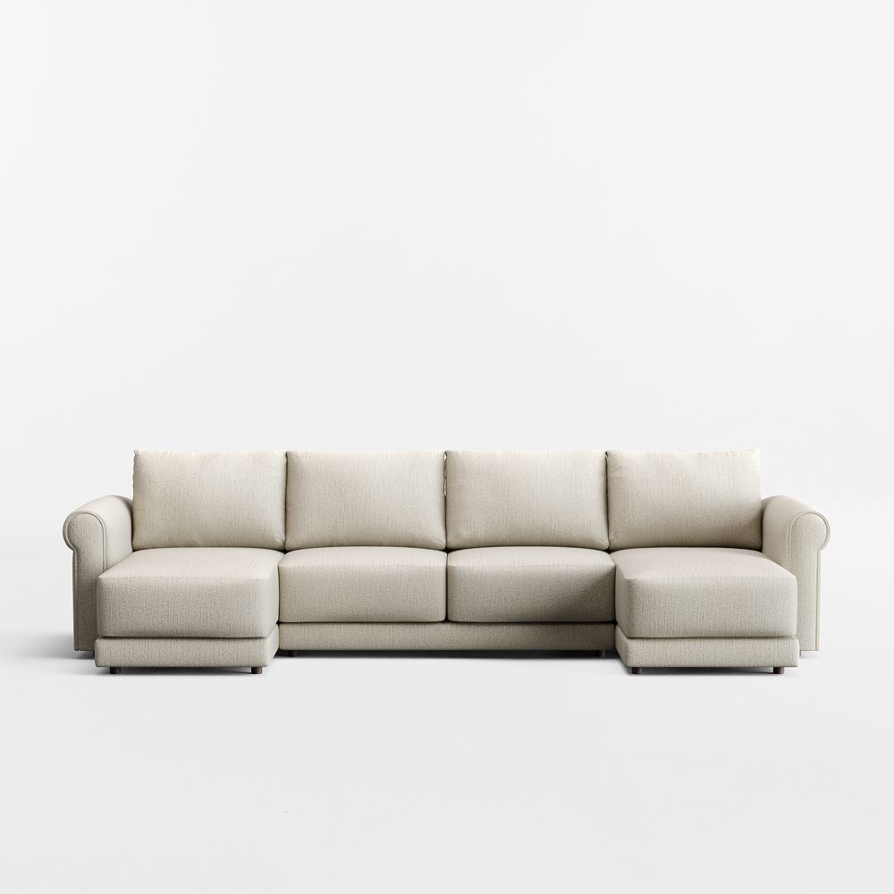 Gather 3-Piece U-Shaped Roll Arm Sectional Sofa with Double Chaise Lounge