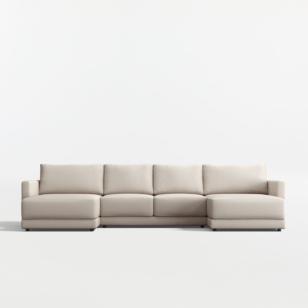 Gather Deep 3-Piece U-Shaped Sectional Sofa with Double Extra Wide Chaise Lounge