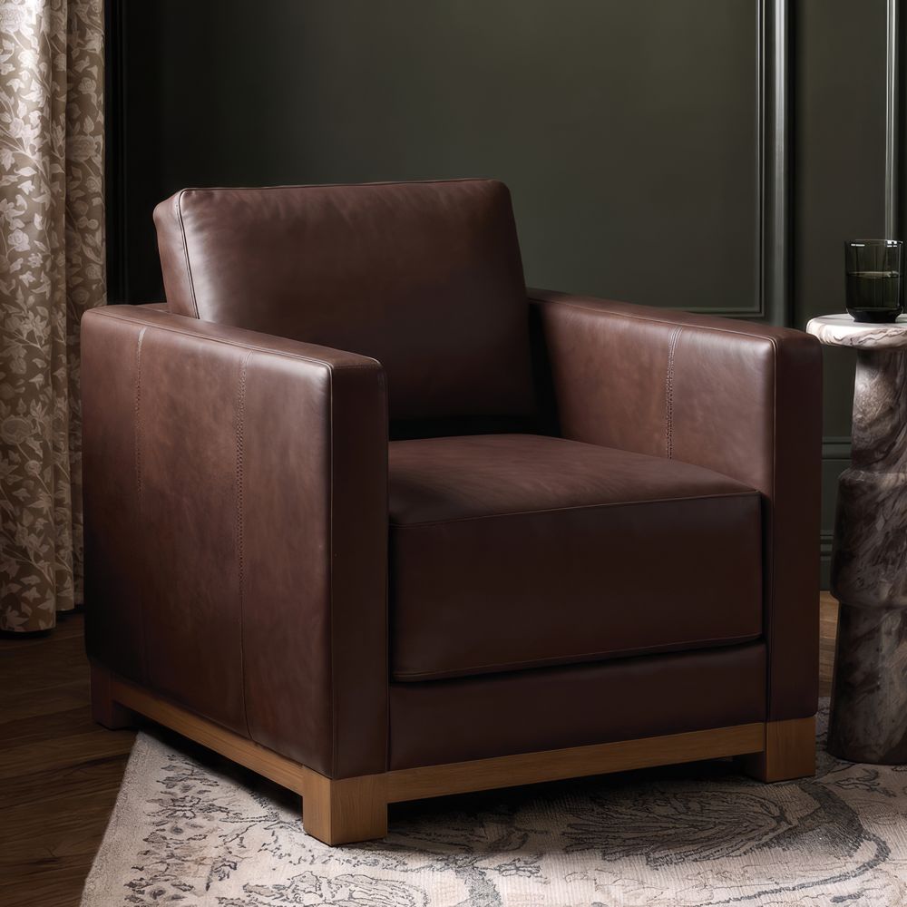 Gather Deep Wood Base 37" Leather Chair