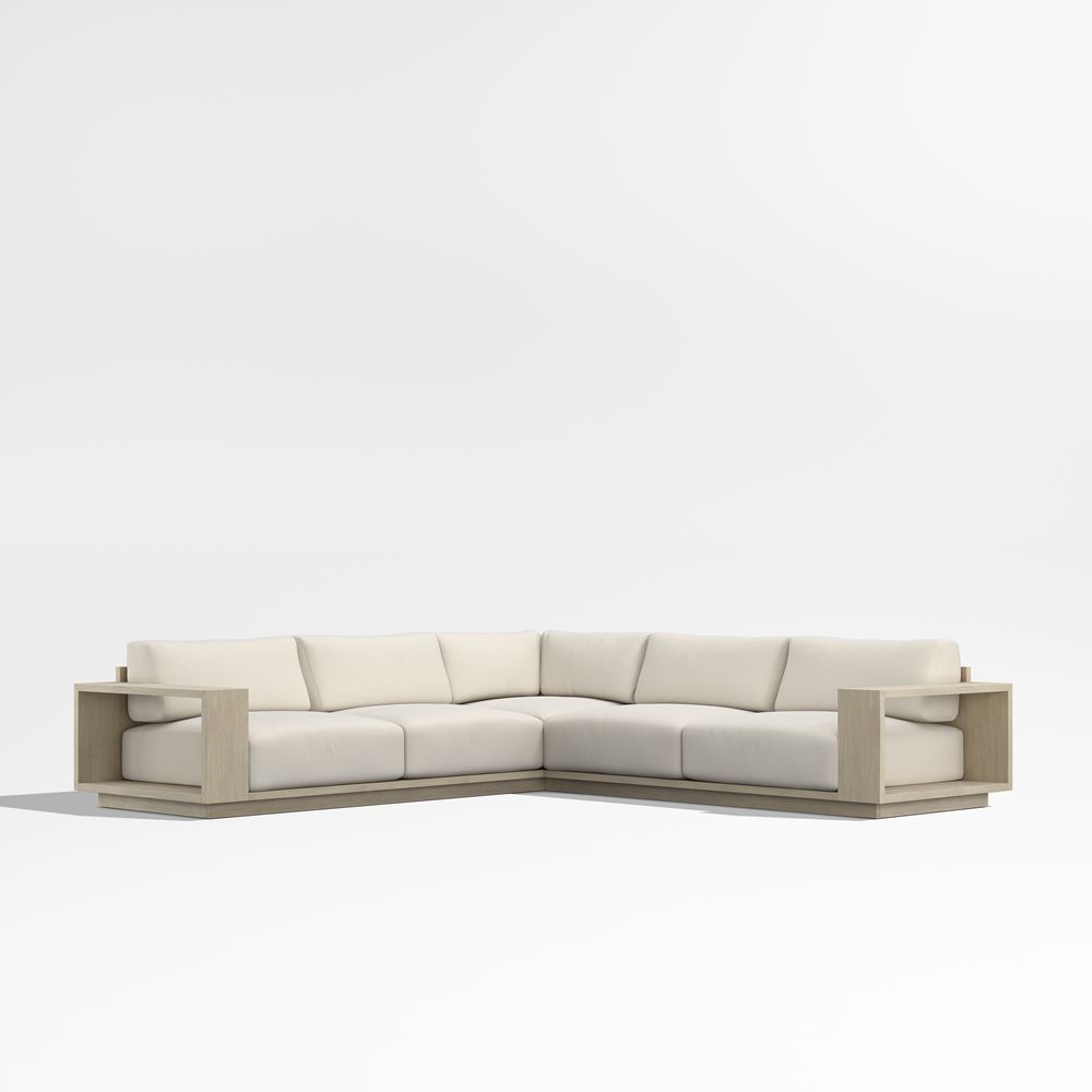 Mallorca 3-Piece L-Shaped Outdoor Wood Sectional Sofa with Cushions