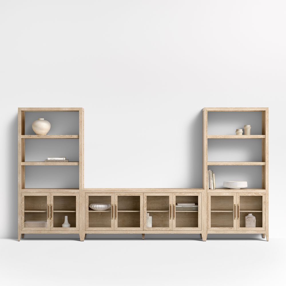 Clairemont Natural Wood Storage Media Console Set (147"-164")