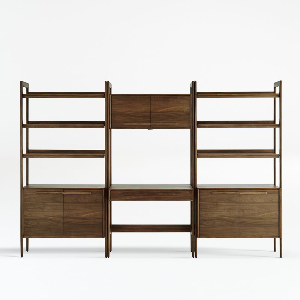 Tate 108" Walnut Bookcase Desk with Outlet Set