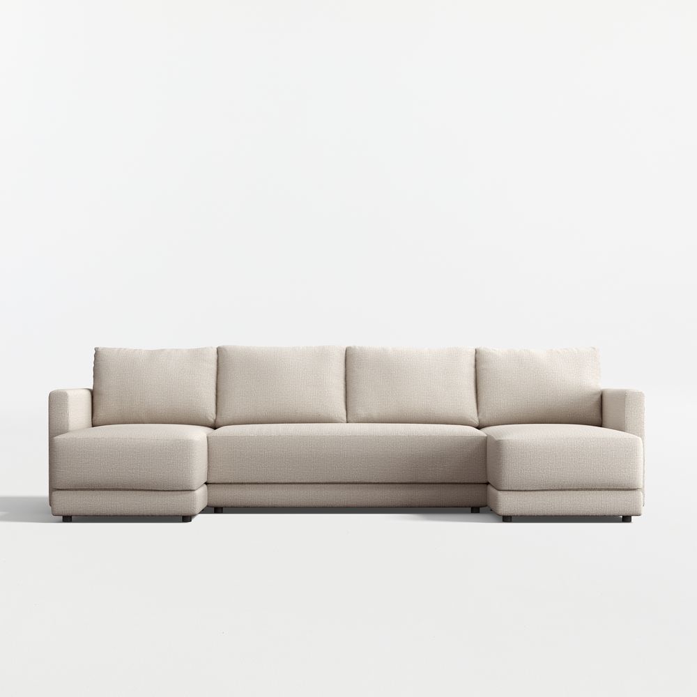 Gather Deep 3-Piece U-Shaped Bench Sectional Sofa with Double Chaise Lounge