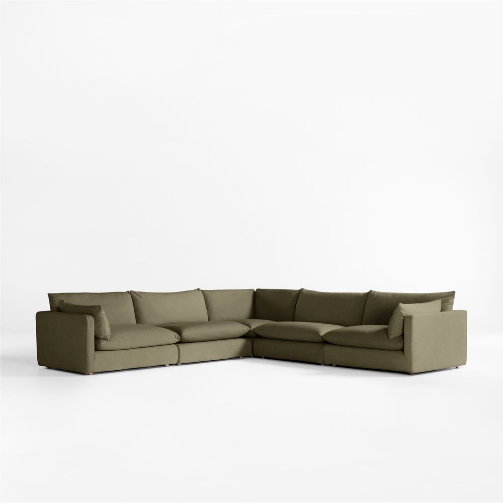 Unwind Modular 5-Piece L-Shaped Slipcovered Sectional Sofa