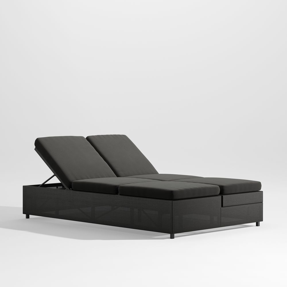 Dune Black Outdoor Double Sun Lounger Sofa with Black Cushions