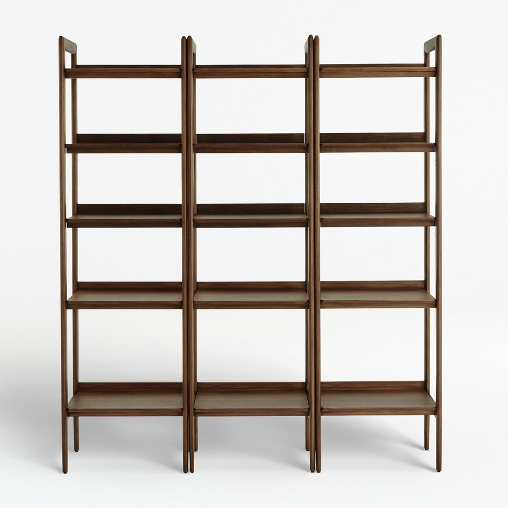 Tate 66" Walnut Bookshelves, Set of 3