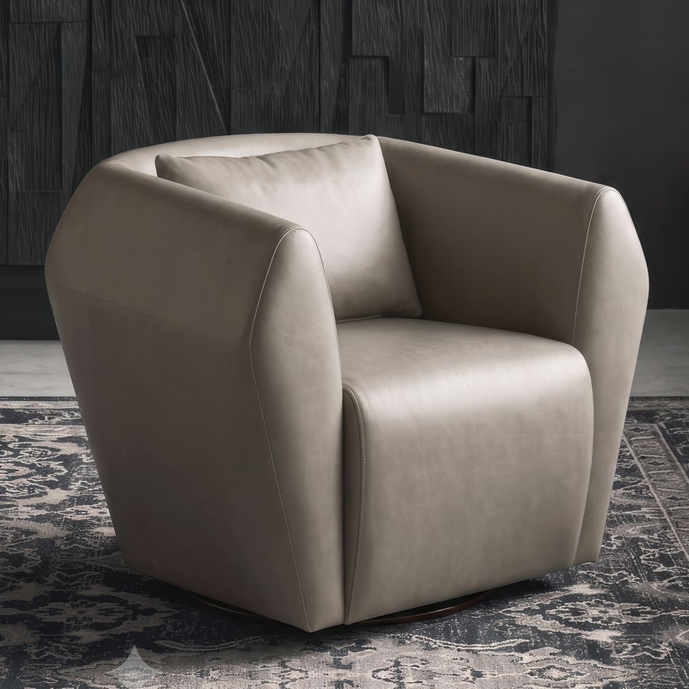 Tierra Leather Swivel Accent Chair