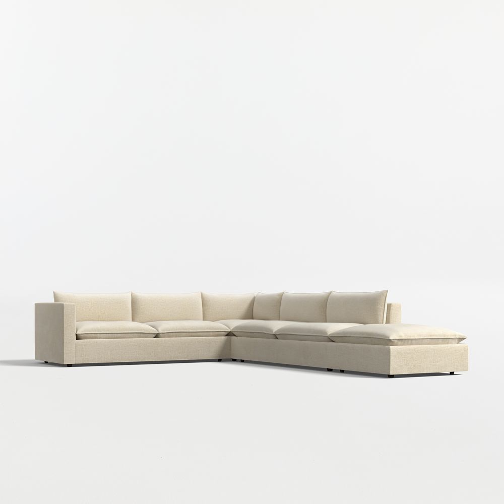 Lotus Deep Modular 4-Piece L-Shaped Sectional Sofa with Ottoman