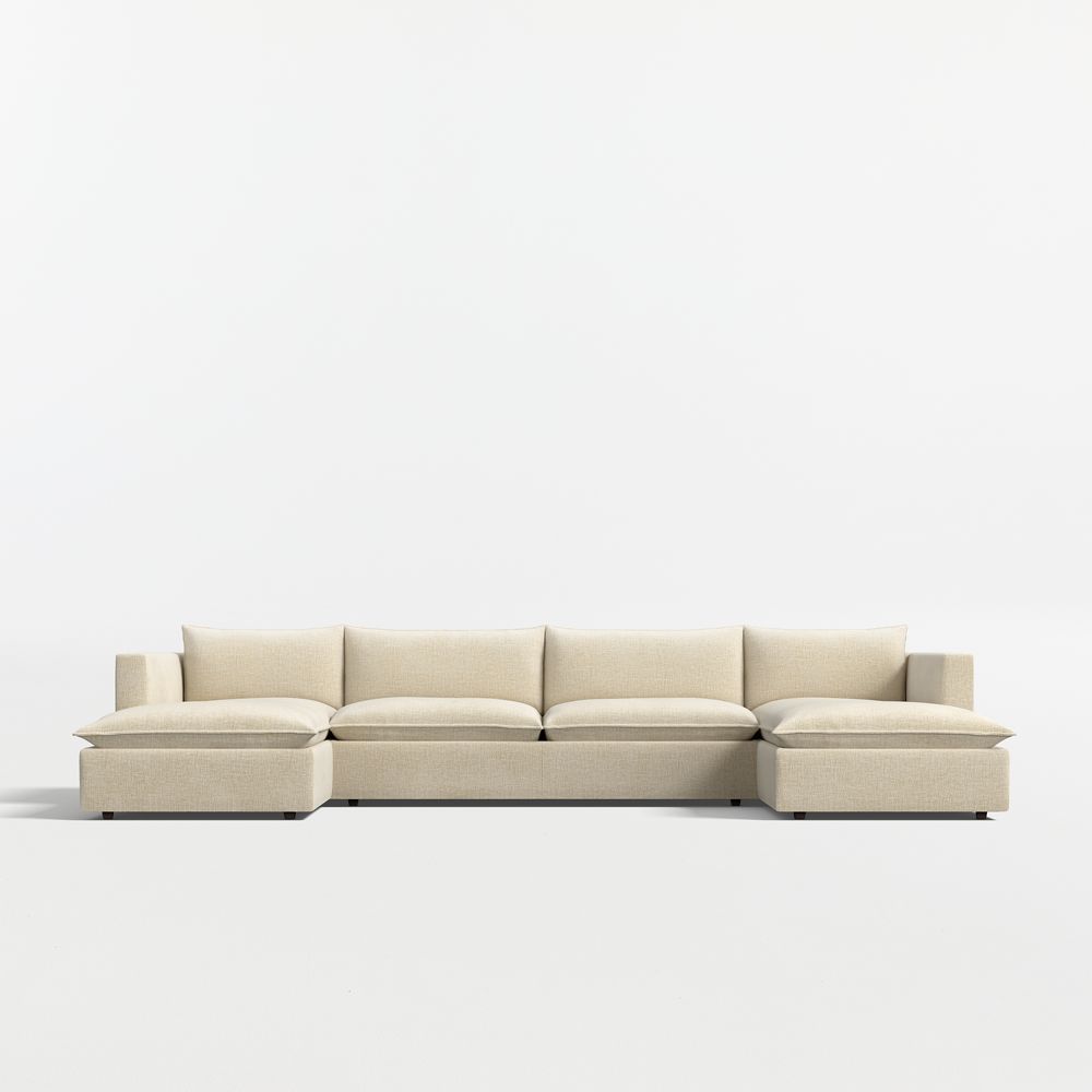 Lotus Deep Modular 3-Piece U-Shaped Sectional Sofa with Double Chaise Lounge