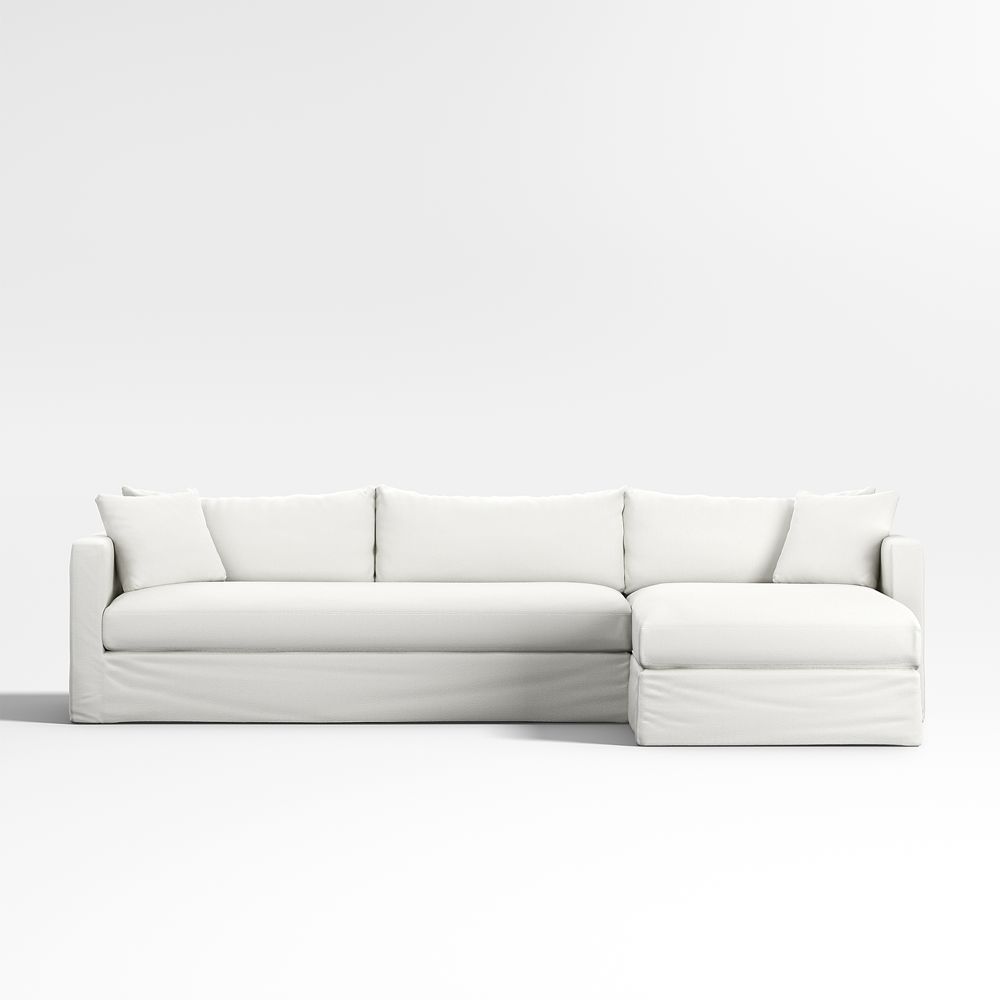 Willow II 2-Piece Slipcovered Bench Sectional Sofa with Chaise Lounge