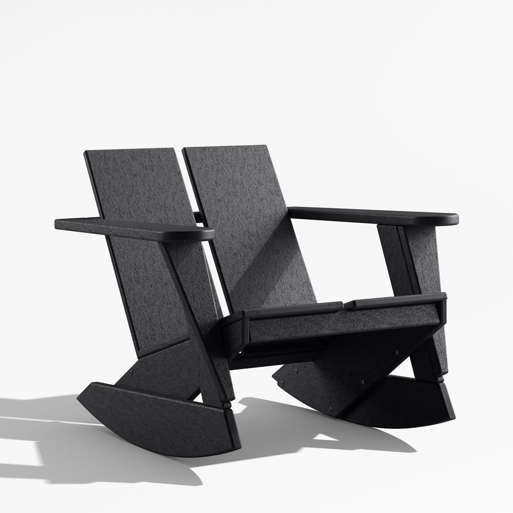 Paso Black Outdoor Adirondack Rocking Chair by POLYWOOD