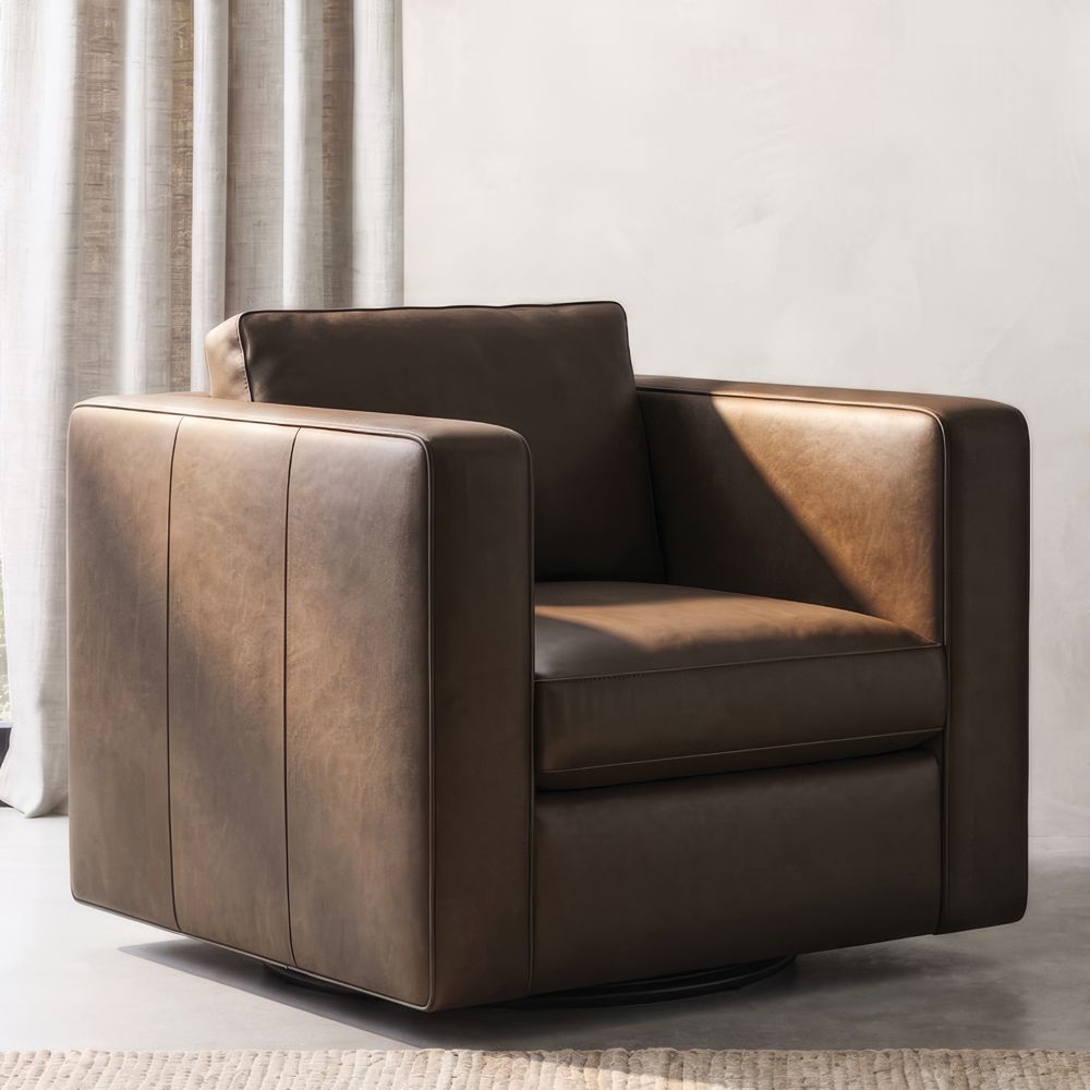 Aris 34.5" Leather Swivel Chair