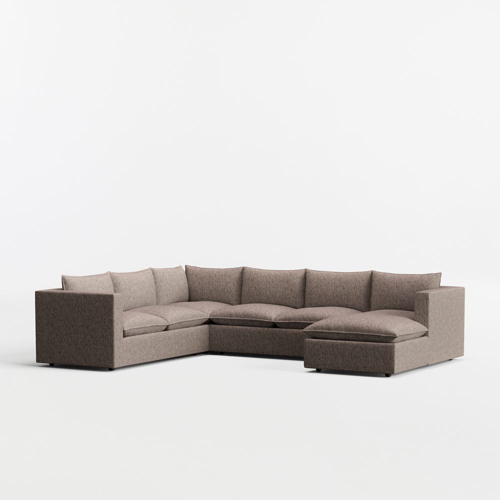 Lotus Modular 4-Piece L-Shaped Sectional Sofa with Chaise Lounge
