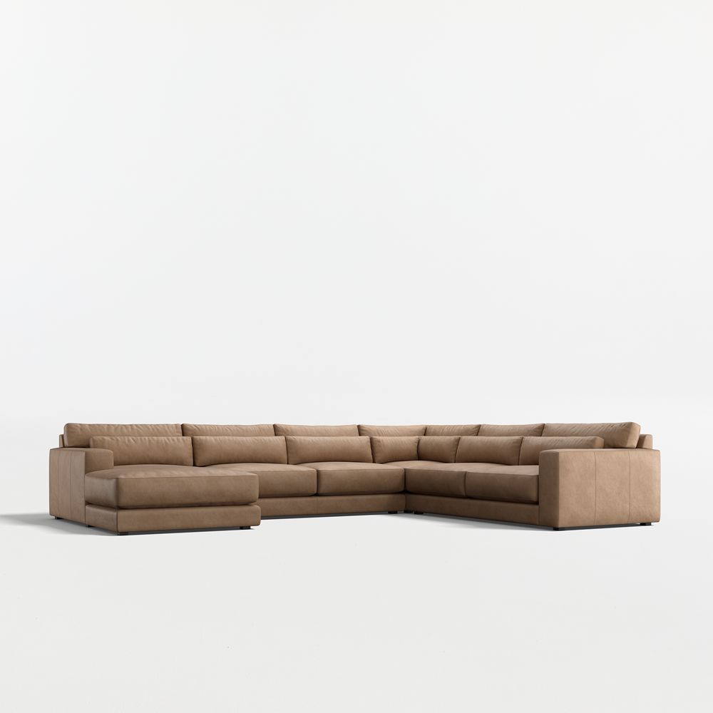 Retreat 4-Piece L-Shaped Leather Sectional Sofa with Chaise Lounge