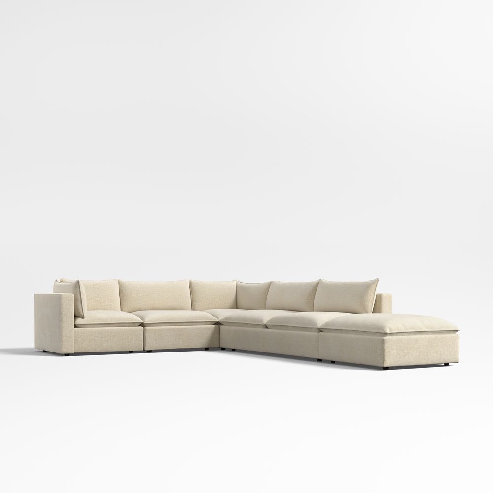 Lotus Deep Modular 5-Piece L-Shaped Sectional Sofa with Ottoman