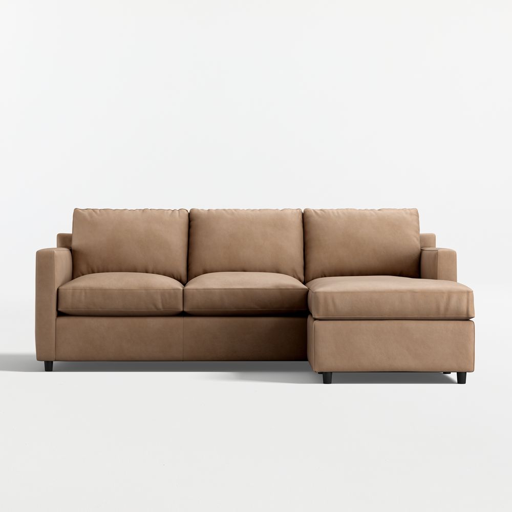 Barrett II 91" Leather Right-Arm Storage Chaise Lounge Queen Sleeper Sectional Sofa