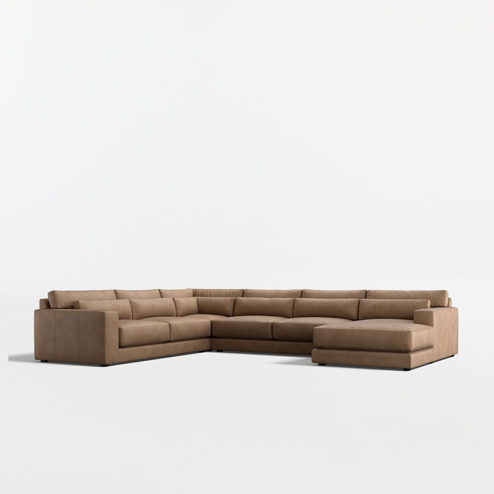 Retreat 4-Piece L-Shaped Leather Sectional Sofa with Chaise Lounge