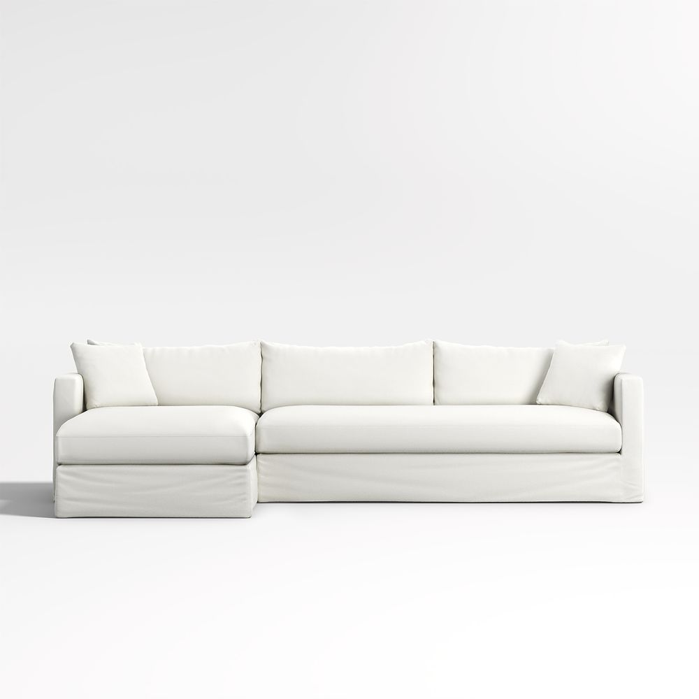 Willow II 2-Piece Slipcovered Bench Sectional Sofa with Chaise Lounge