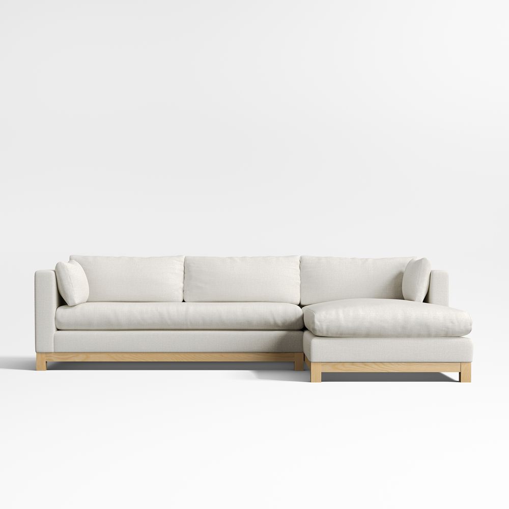 Pacific Wood Base 2-Piece Bench Sectional Sofa with Chaise Lounge