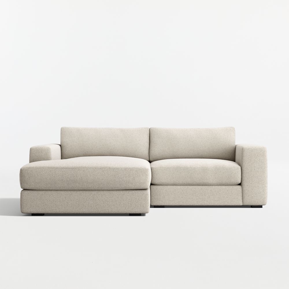 Oceanside Deep Low 2-Piece Small Space Sectional Sofa with Chaise Lounge