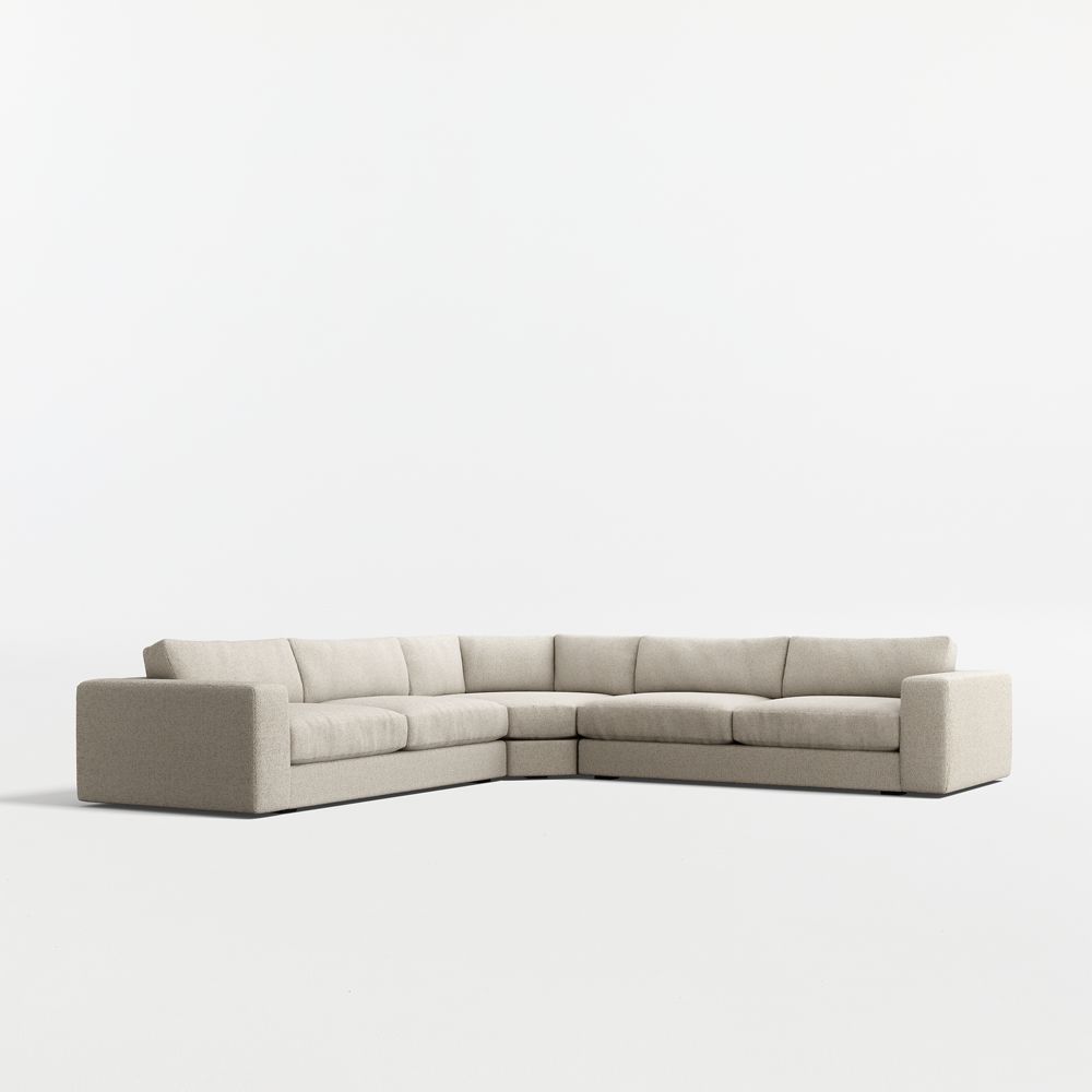 Oceanside Deep Low 3-Piece L-Shaped Wedge Sectional Sofa