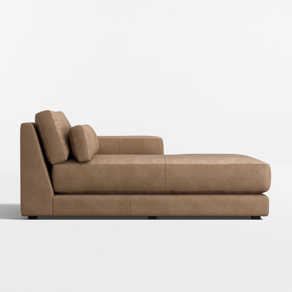 Retreat Leather Right-Arm Chaise Lounge Sectional Piece