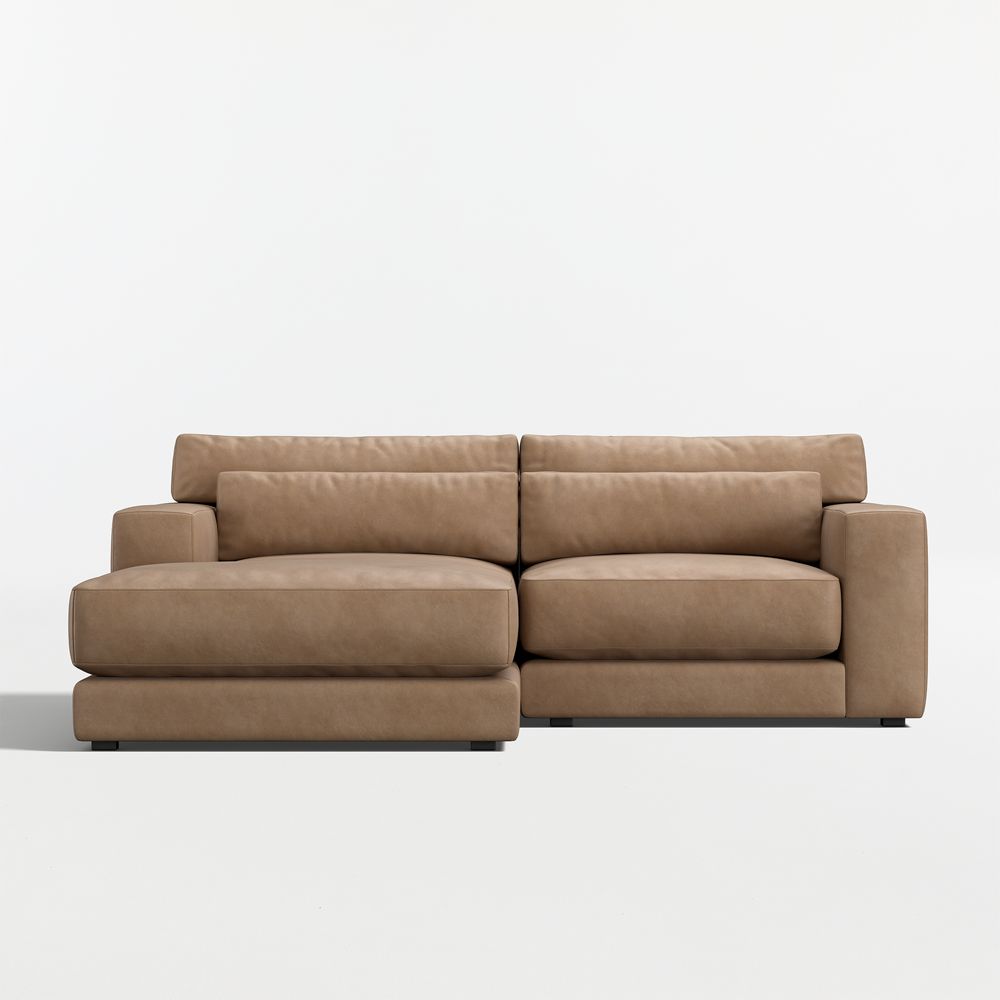 Retreat 2-Piece Small Space Leather Sectional Sofa with Chaise Lounge