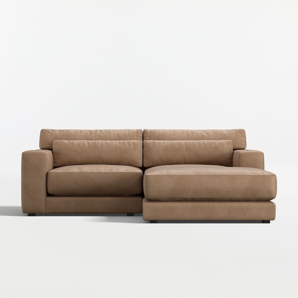 Retreat 2-Piece Small Space Leather Sectional Sofa with Chaise Lounge
