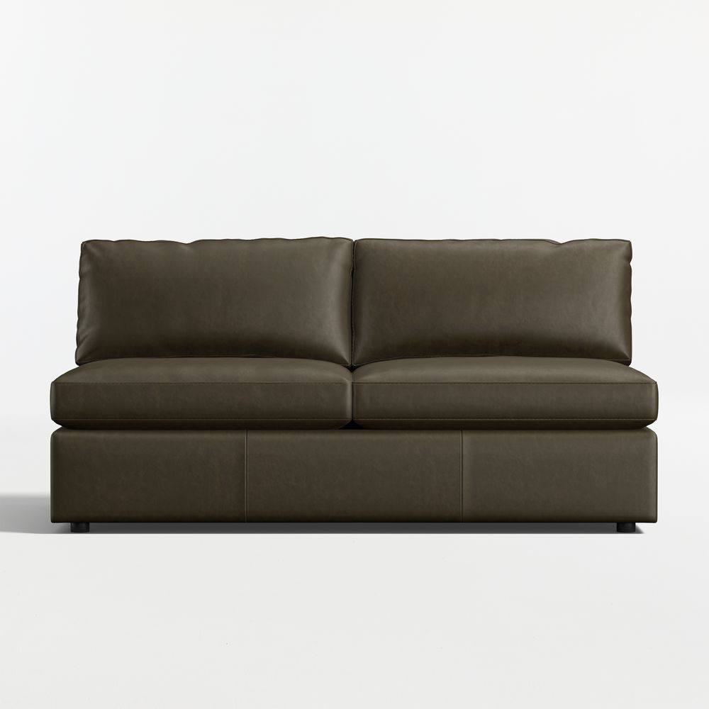 Aris Leather Armless Loveseat Sectional Piece