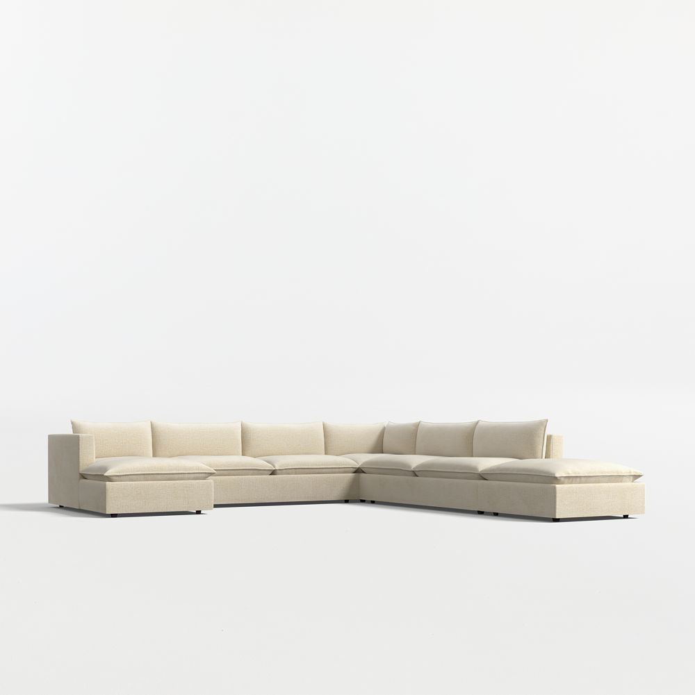 Lotus Deep Modular 5-Piece L-Shaped Sectional Sofa with Ottoman