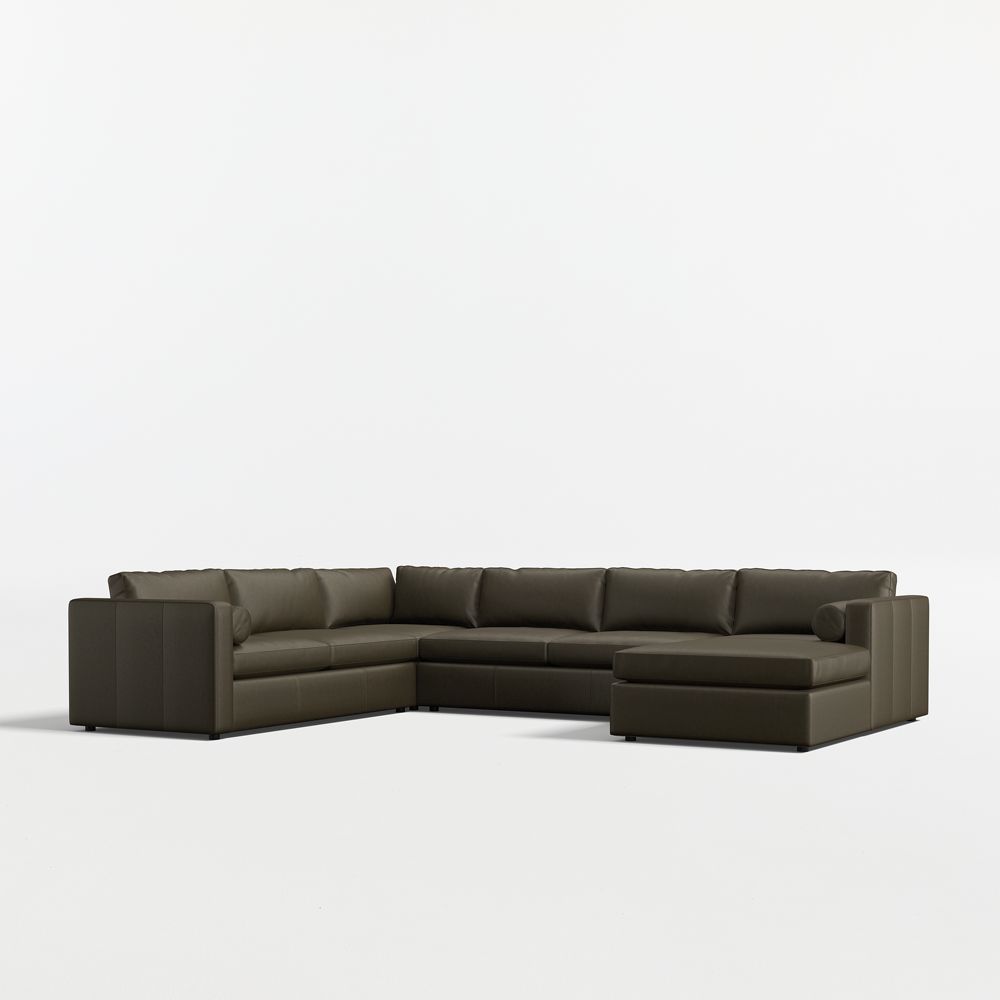 Aris 4-Piece L-Shaped Leather Sectional Sofa with Chaise Lounge