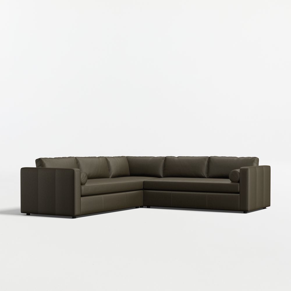 Aris 3-Piece L-Shaped Leather Bench Sectional Sofa