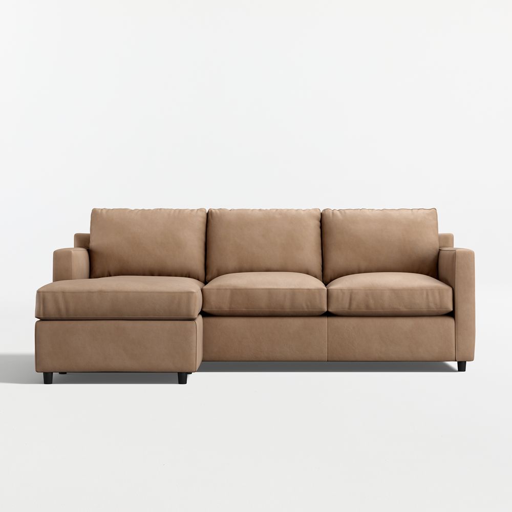 Barrett II 91" Leather Left-Arm Storage Chaise Lounge Queen Sleeper Sectional Sofa