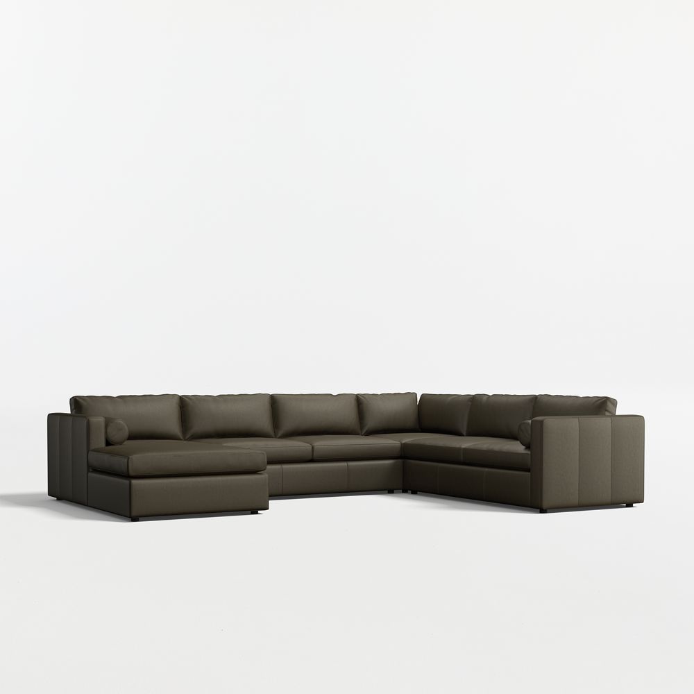 Aris 4-Piece L-Shaped Leather Sectional Sofa with Chaise Lounge