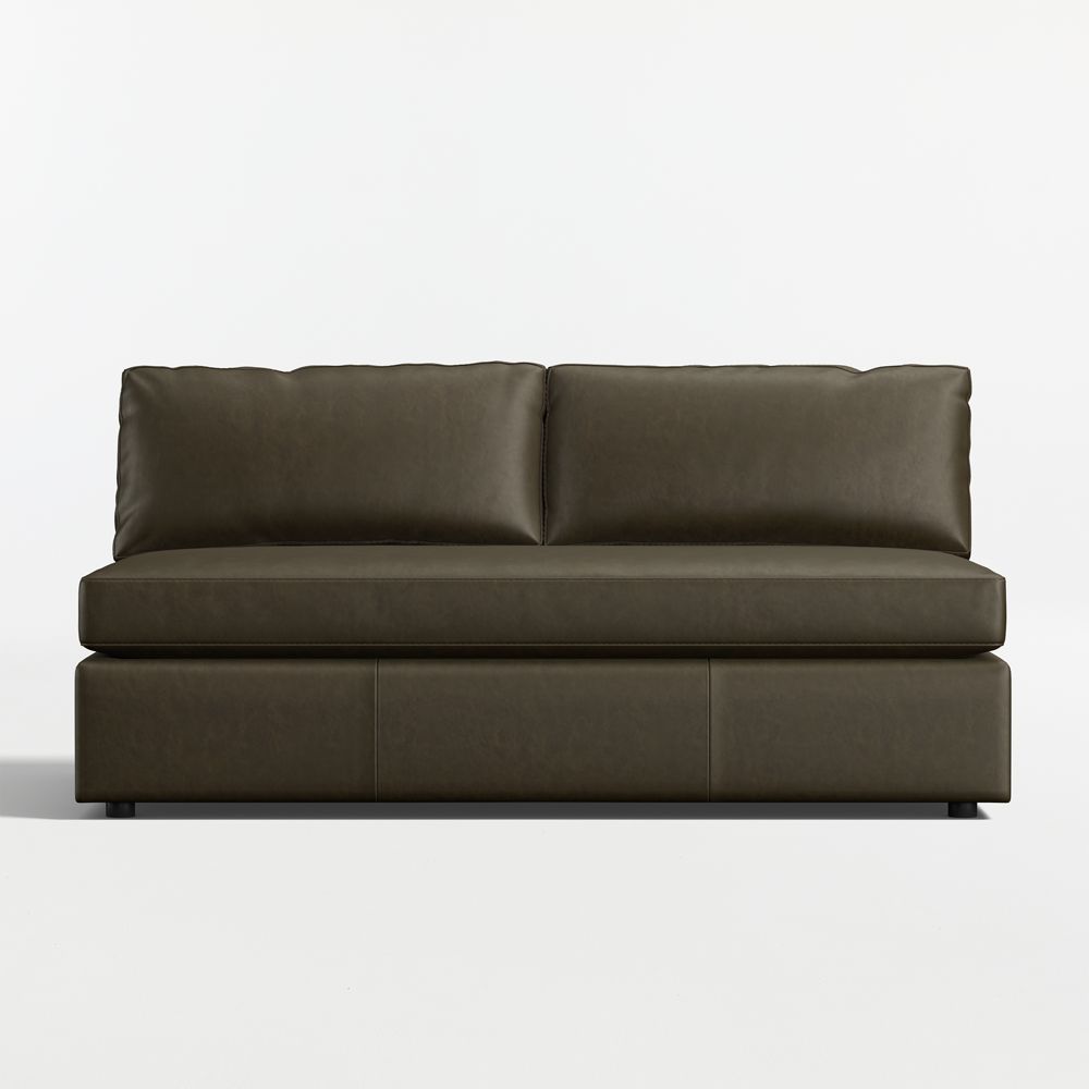 Aris Leather Armless Bench Loveseat Sectional Piece