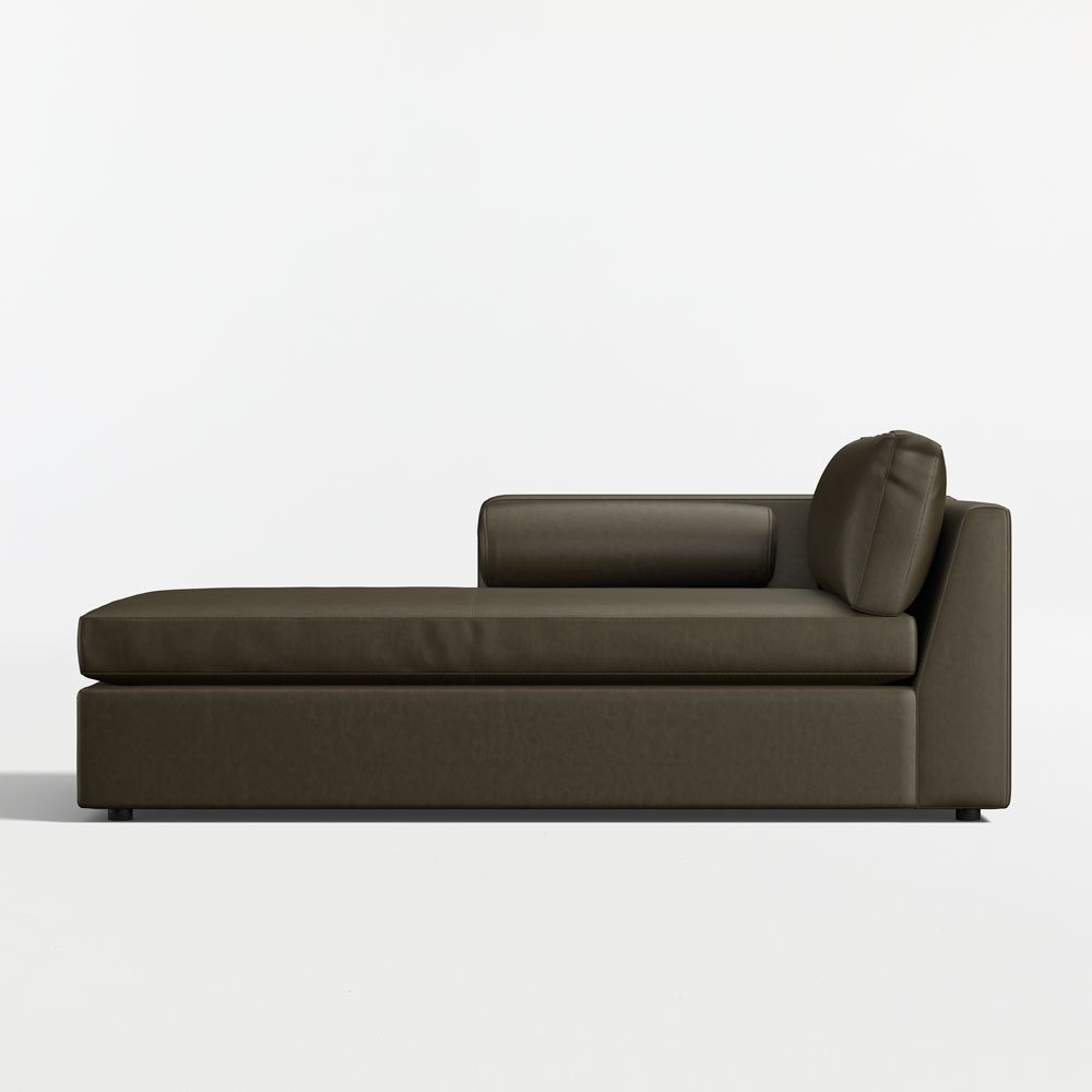 Aris Deep Leather Left-Arm Chaise Lounge Sectional Piece